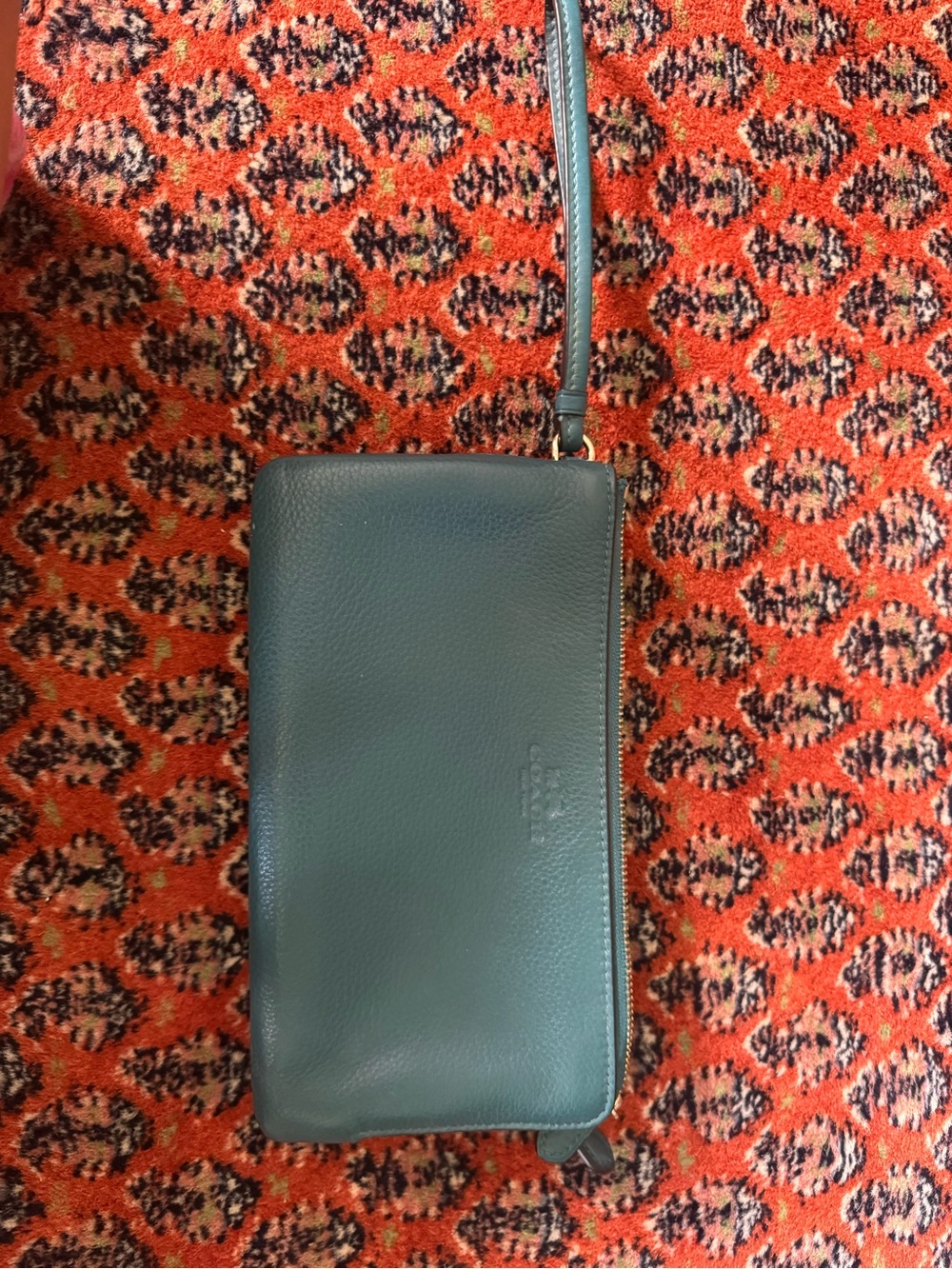 Coach Leather Wristlet Clutch in Teal